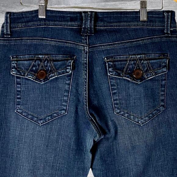 The Limited Dark Wash Flare Jean Womens 8 (32X32) Mid Rise Button Flap Pockets - Picture 6 of 7